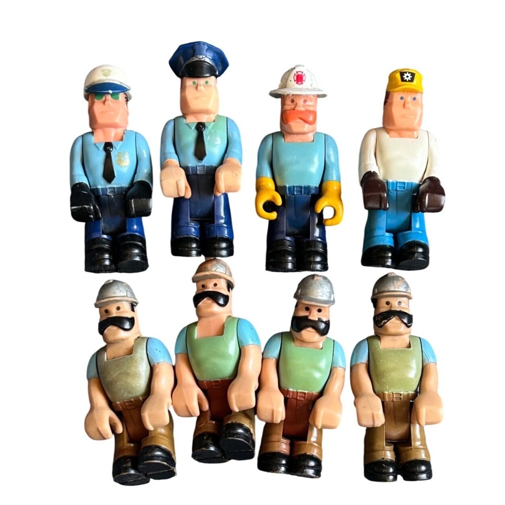 Vintage Fisher Price Husky Helper Action Figure Lot of 8 Police Fireman‎ Toy